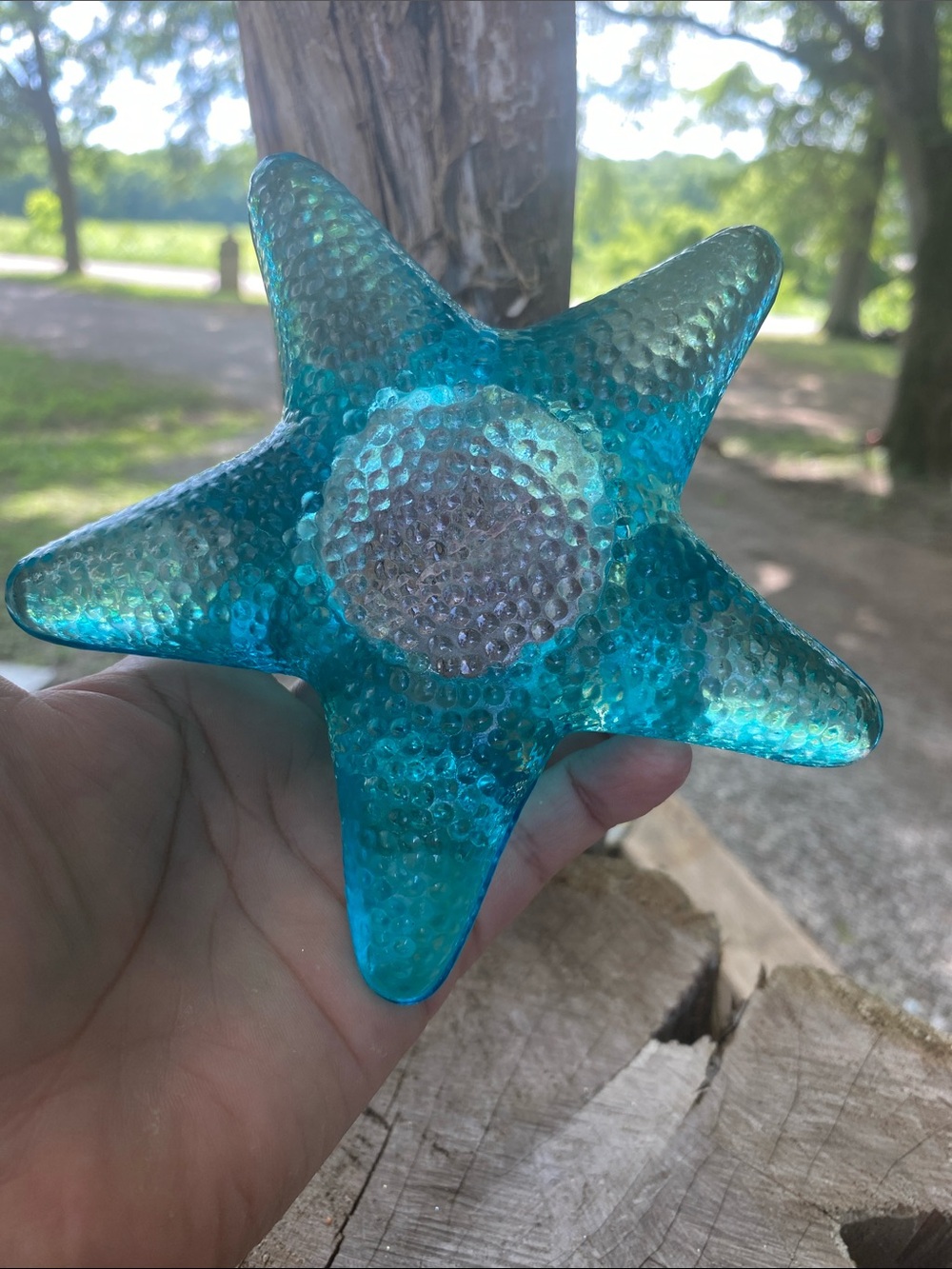 Turquoise Starfish Glass Votive Holder - Picture 3 of 5